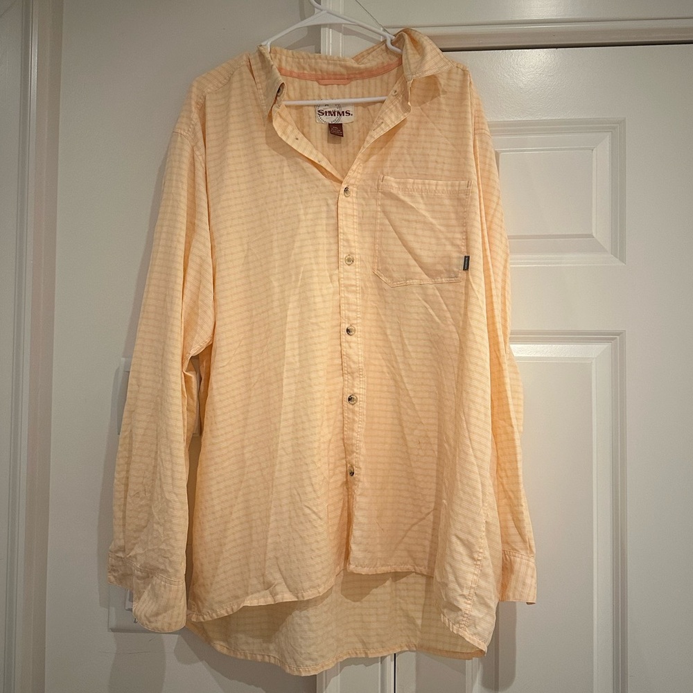 simms orange long sleeve fishing shirt